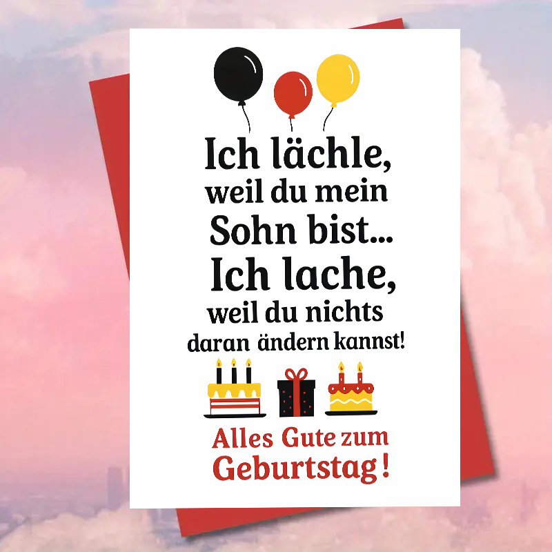 TEMU 1pc Funny German Birthday Card Suitable For Adult - "i'm Lazy Baked" Design With Balloons & Cake, German Text, Birthday Greeting Card With