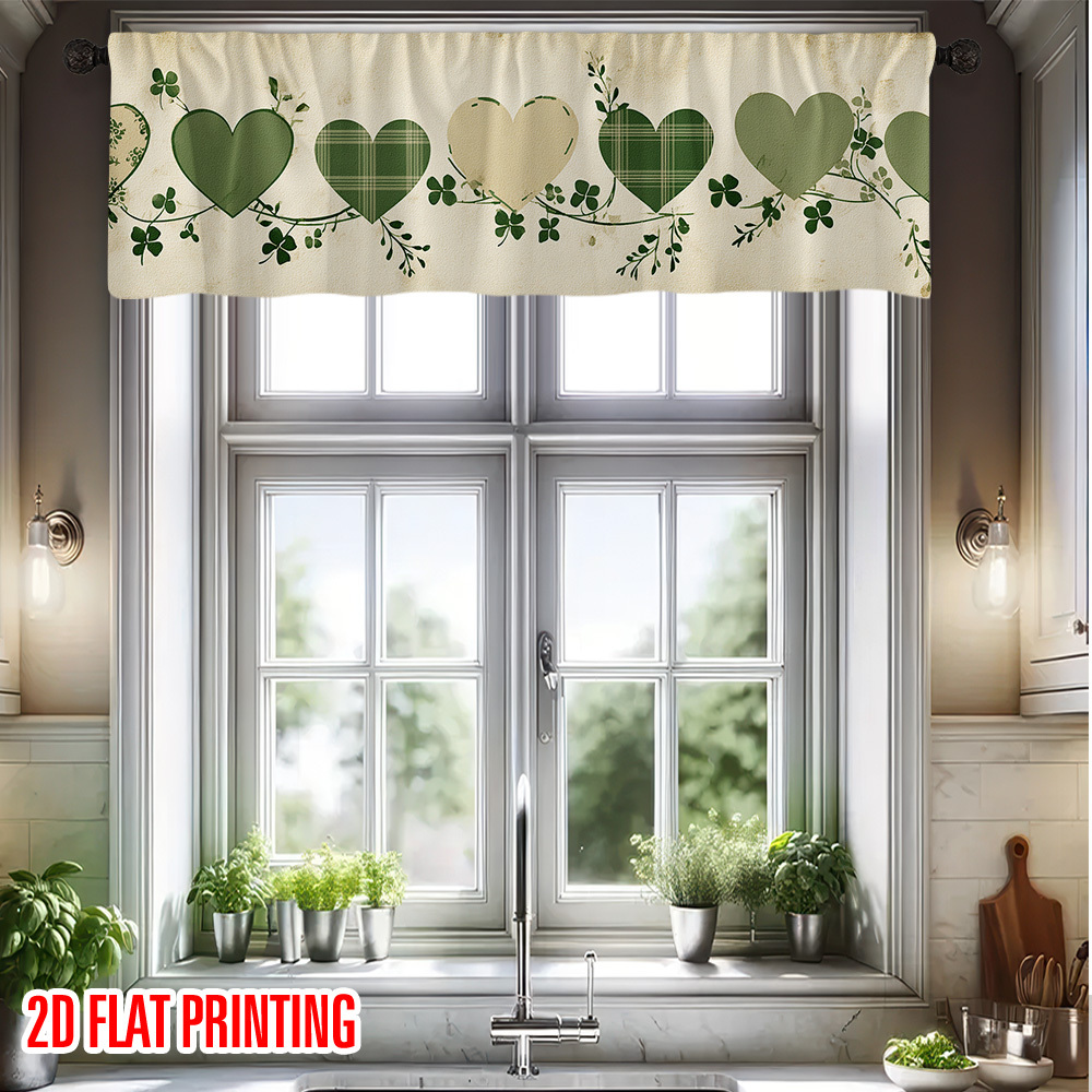 TEMU 's Heart Pattern Curtain, 1pc – Ideal For Festive Decoration. Suitable For Low Windows In Cafes, Living Rooms, Kitchens, And Bedrooms. Made Of