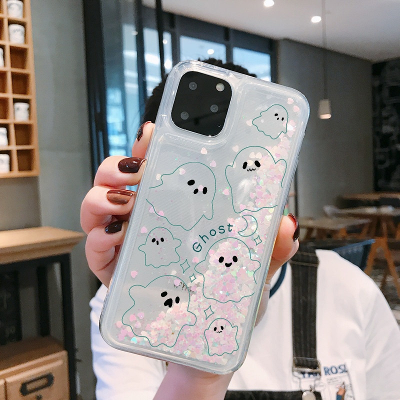 TEMU Phone Case - Creative Cute Pattern Glitter Sequins Quicksand Phone Case Halloween Valentine's Day/birthday/winter Perfect Gift For Yourself/