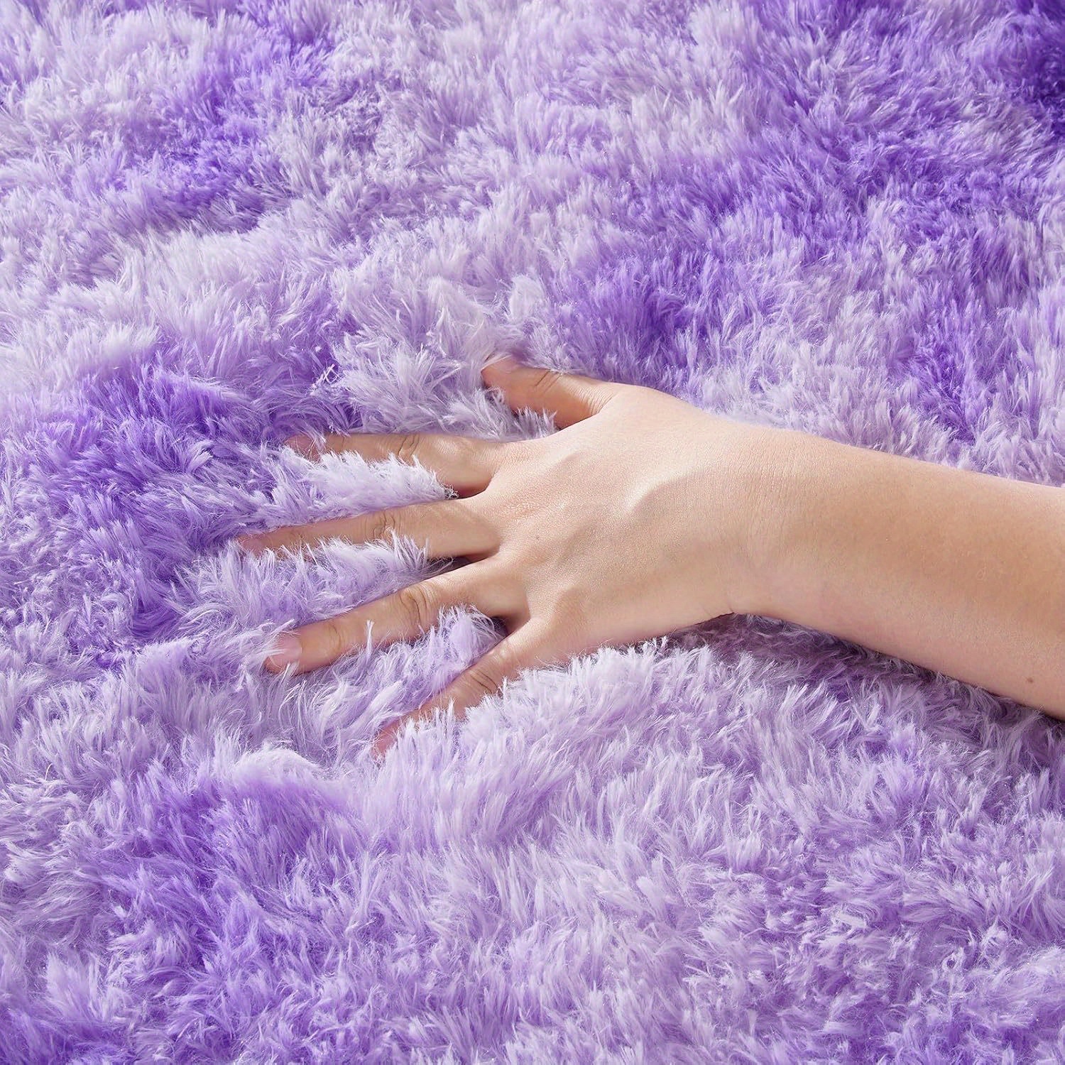 Image of Soft Modern Indoor Large Luxury Mat For Livingroom Bedroom Dorm Room Home Decorative, Non-slip Plush Fluffy Furry Fur Area Rugs Comfy Accent Floor Mat, Purple