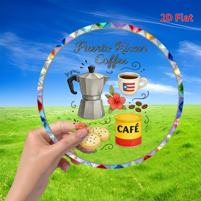 TEMU 2d Flat, (2d-plate) 1pc- Design/ Suncatcher - 8"x8" Round Acrylic Decoration Hanging, Perfect For Home & Garden Decor, Ideal Gift For , Seasonal