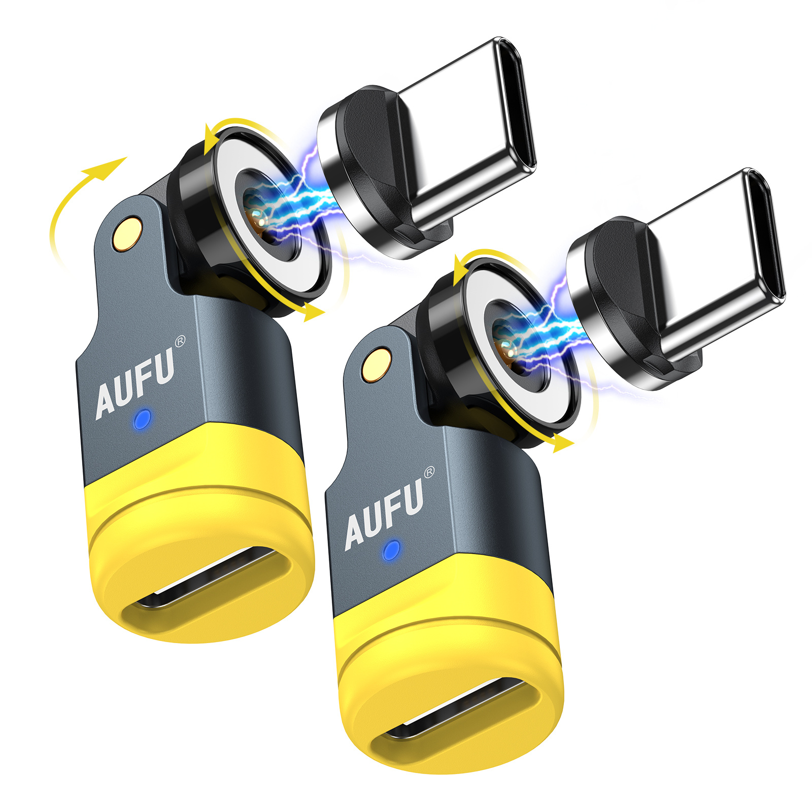 E-shop 540° drehbarer OTG-Adapter, Typ-C auf Typ-C Magnetstecker, kompatibel mit Smartphones, Tablets, Computern anderen elektronischen Geräten