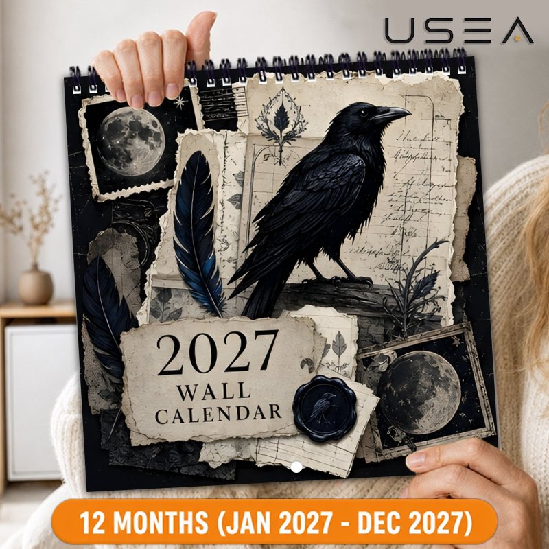 TEMU Calendrier mural 2027 Calendrier mural 2027, planificateur mensuel 12 mois, calendrier carré à suspendre, reliure spirale à double fil, grands