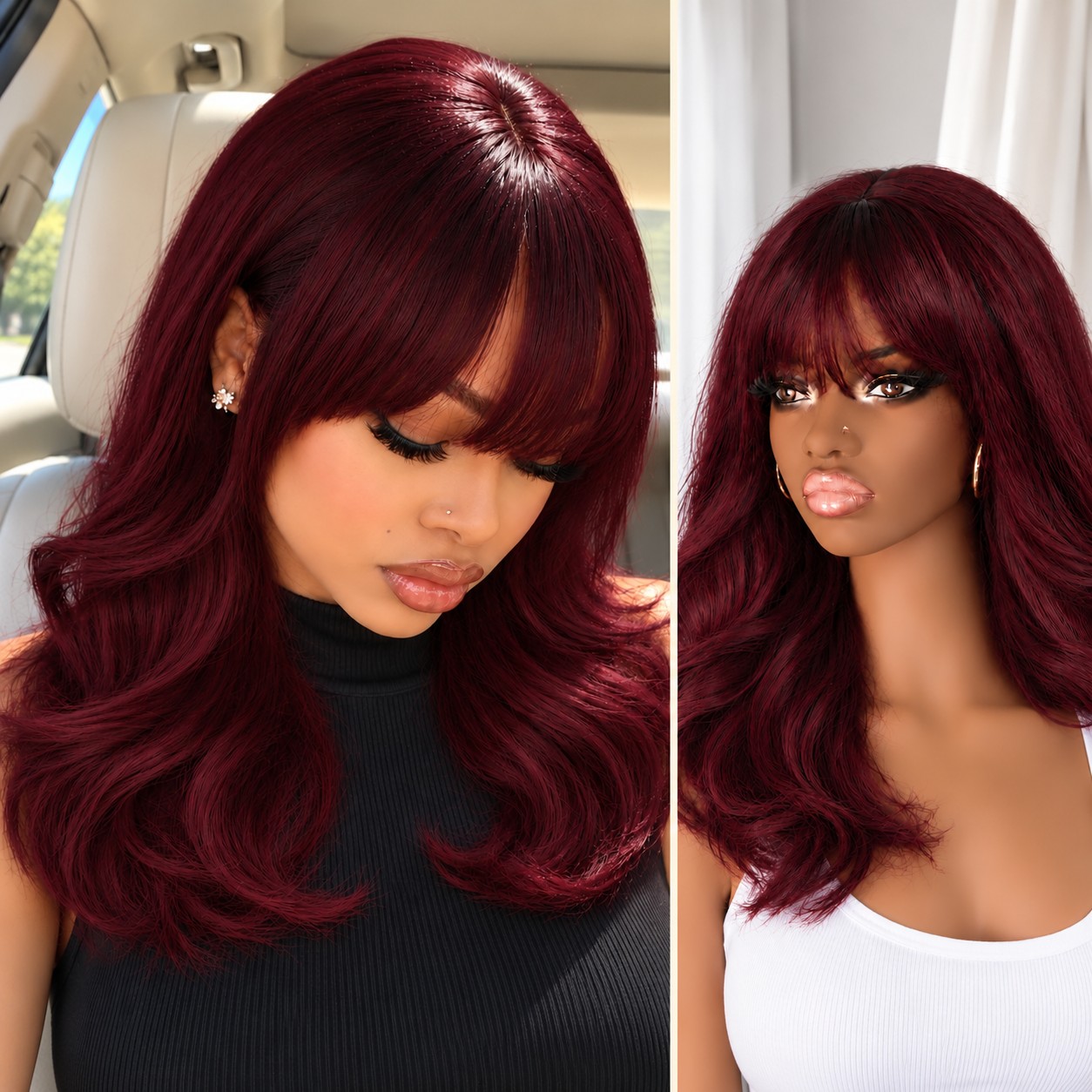 TEMU A Flattering Wig With Part, Soft Waves, And A, Look - A Must-have For Christmas, Halloween, Costume Parties, Or Dates! Effortlessly Create A