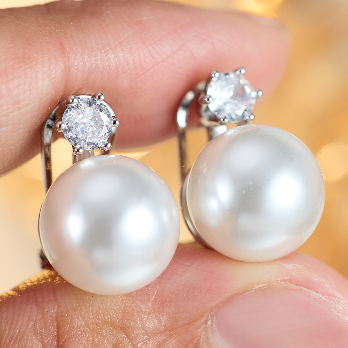 Classic Zirconia Top Bead Stud Earrings, Elegant Gift for Her