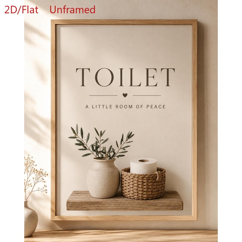 TEMU 2d Flat, 2d Flat 1pc Toilet Wall Art Canvas Print Posters A Of Peace Farmhouse Wc Sign Wall Art Posters And Prints Unframed For Bathroom Home
