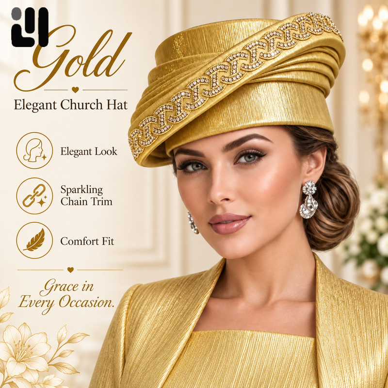 TEMU Ladies' Elegant Hats, Sparkling Chain Embellished Sequined Fabric Dress Hats, And Comfortable Special Occasion Hats, Fashion Hats For Church