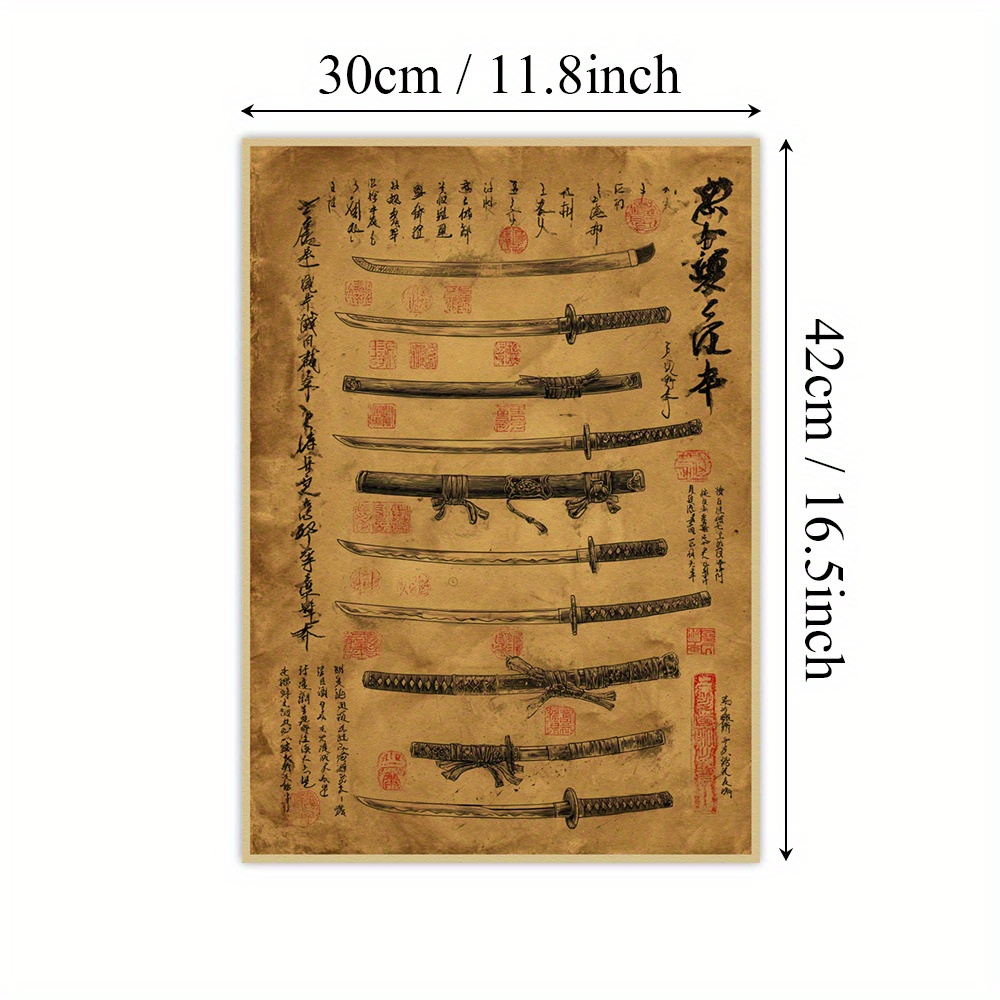 TEMU 2d Flat, 2d Flat, 1pc Paper Poster Featuring Sword Wall Art, Depicting An . This Edge Serves As A Cultural Symbol For Home Decor, Suitable For