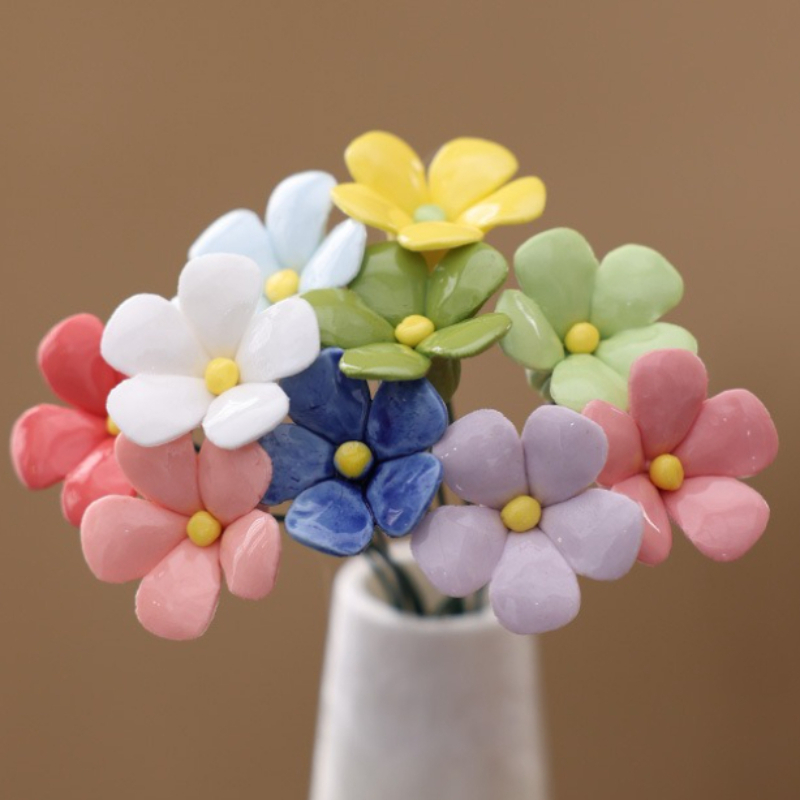 TEMU 10 pezzi di fiori finti in ceramica di colori assortiti, decorazioni festive per la casa, decorazioni autunnali
