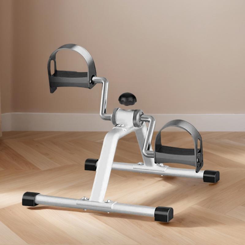 stainless steel adjustable   exercise bike for seniors - mechanical control, non-foldable home gym equipment with padded handles & footrests, space-saving design for indoor workouts, exercise bike for elderly, indoor exercise, sleek metallic  , durable construction, without battery details 2