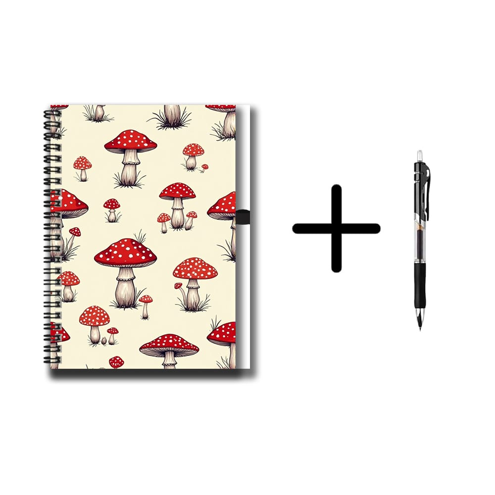 TEMU A Set Of -style Mushroom Pattern Spiral Notebook With Pen, 100 Pages Large Capacity, Intimate Partner For Work And Study, Suitable For Writing