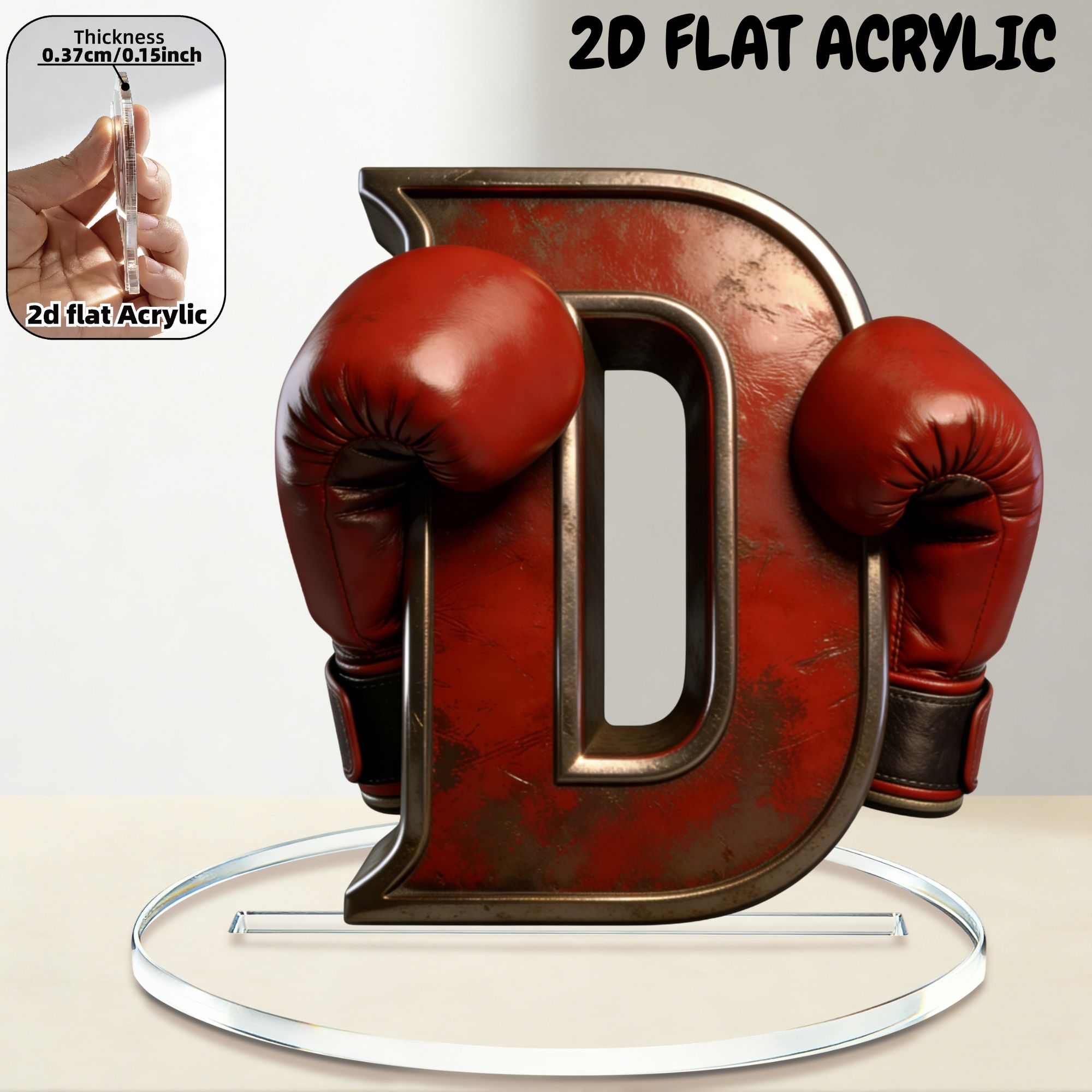 TEMU 2d Flat Acrylic Desktop Standee Boxing Glove Letter Spar Vibe Theme Trendy Aesthetic Viral Gym Decor Lightweight Tabletop Ornament For Boxing