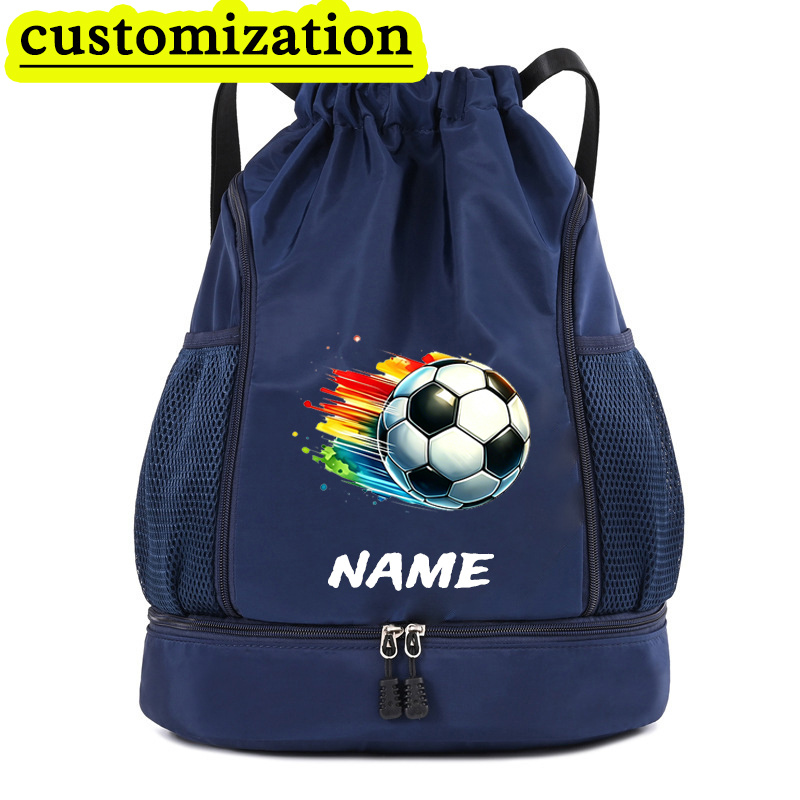 TEMU Nueva Mochila con Cordón Personalizable con Estampado de Fútbol, Mochila Deportiva para , Compartimento para Zapatos, Separación -Húmedo,