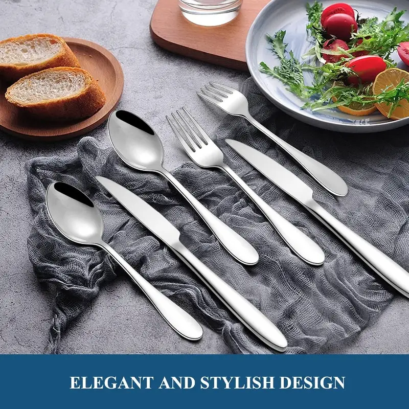 60pcs silverware set stainless steel flatware set service for 12 tableware cutlery set for home kitchen polished dishwasher safe, cutlery sets for dining, restaurant supplies, kitchen essentials, modern silverware, stylish utensils, professionalgrade cutlery, durable silverware, complete tableware, flatware collection, , event planners Product details 2