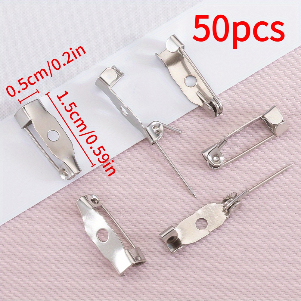 50pcs Universal Metal Brooch Badge Base Pin Clip Additions For Brooch Jewelry Making Findings