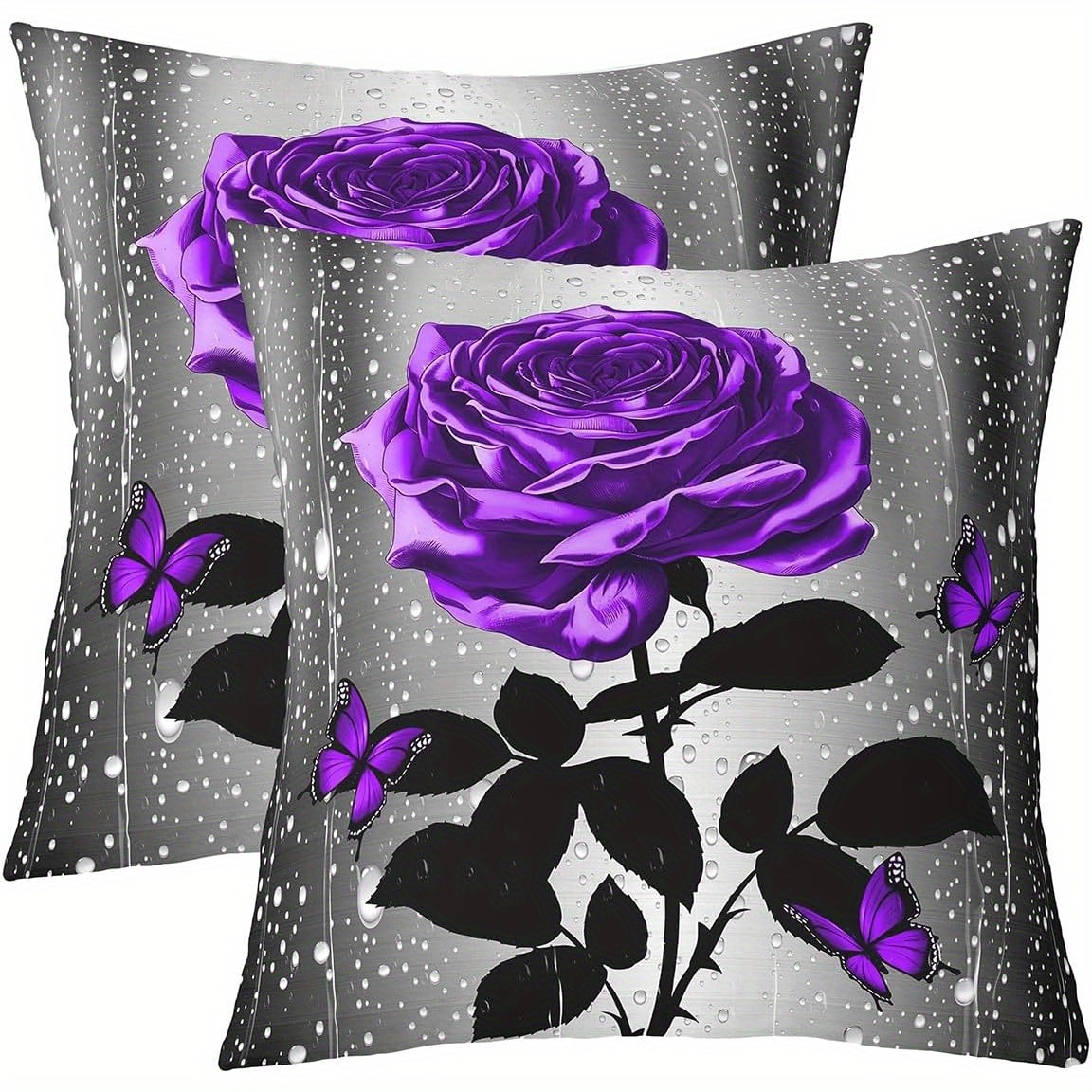 

[2pcs Purple & ] , Set Of 2, Purple And , Polyester, , , Decorative For Types - 18x18