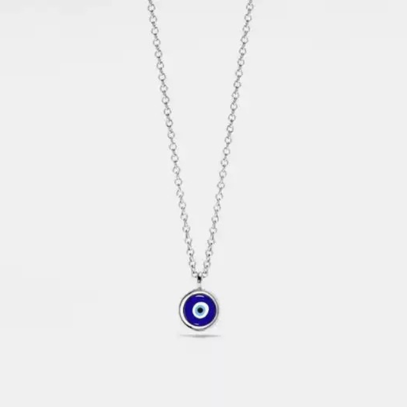 TEMU 1pc Pendentif Perles d'Œil Chaîne en Acier Inoxydable Collier Bijoux Femme Cadeau