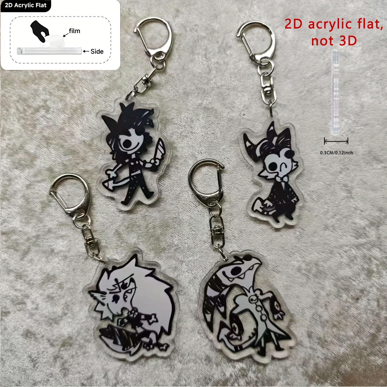 TEMU 2d Flat, 2d Flat Keyring Packs "'s Pleasure" Acrylic Double-sided Keychain, Suitable For Bags, Pendants, Keys, And Decoration - For Anime Fans,