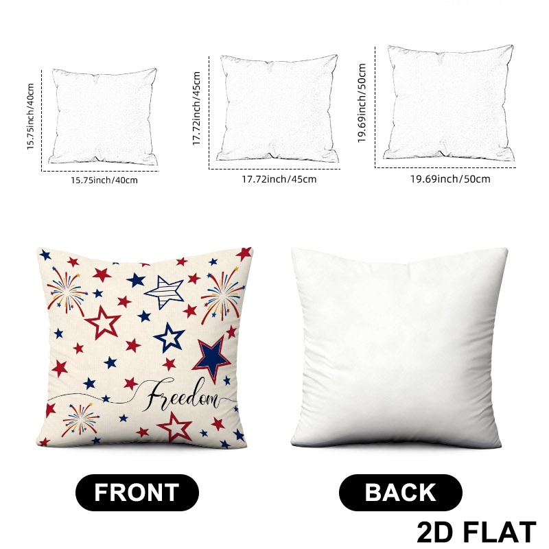 18x18 Inches Patriotic Freedom Print Patio Throw Pillow Cover, 4th of July Stars Fireworks Decorative Outdoor Pillow Case, Festive Independence Day Decor for Patio & Garden, Perfect as Thank You Gift