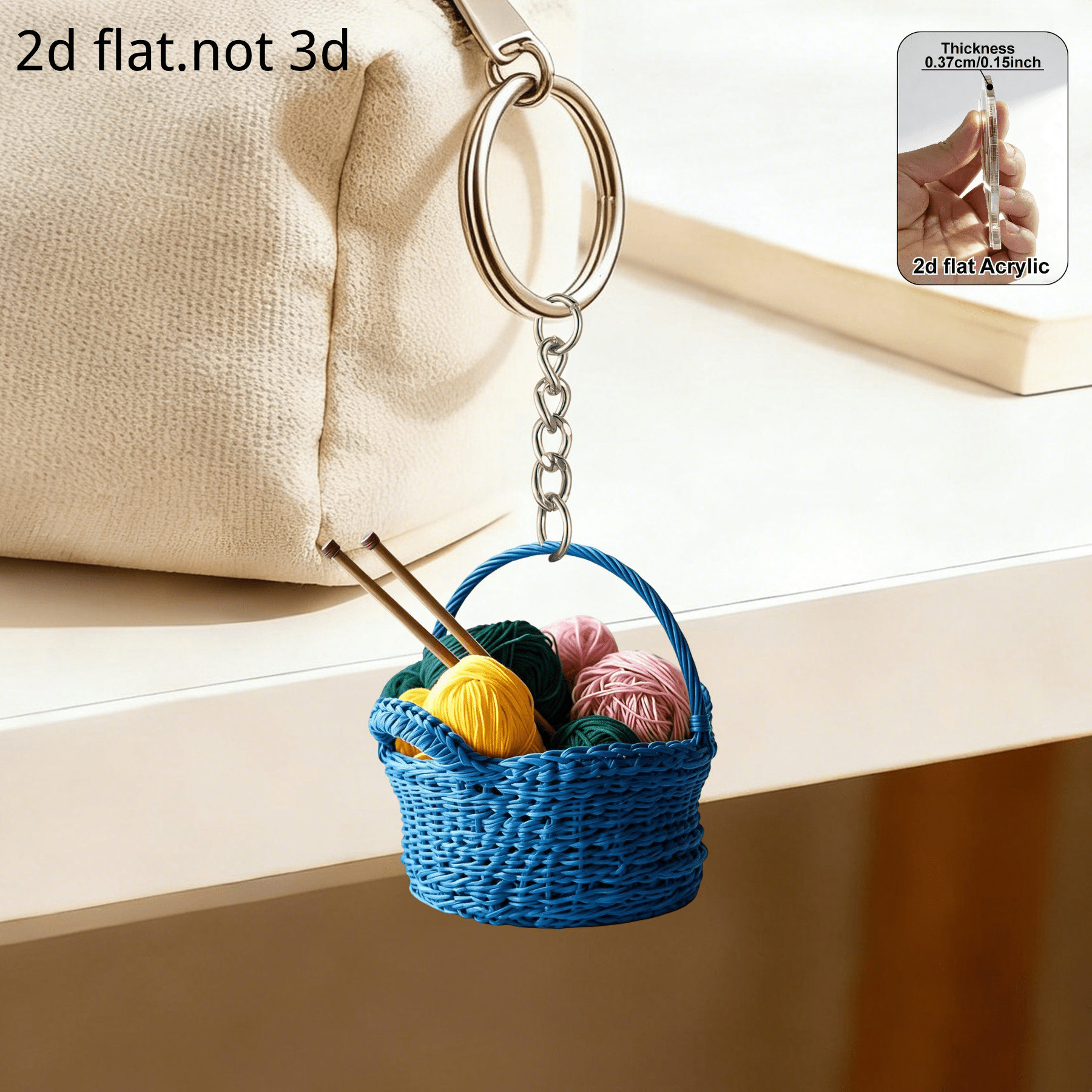 Image of [2d Flat] [2d Flat] [2d Flat] 1pc 2d Flat Acrylic Keychain, With Yarn Ball Theme. Hung On Phone, Backpack Or Car Key. Ideal Gift For Or Family, And For Birthdays, Parties, And Holidays [2d Flat]
