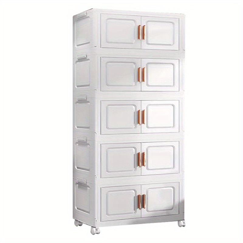 5-Tier Folding Storage Box with Wheels for Organizing Clothes