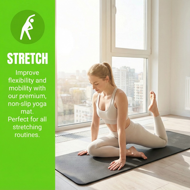 non slip wear resistant unisex fitness mat extra thick extra wide and extra long   and cardio training mat for men and women suitable for     manufactured by klehsg stretching mat yoga mat extended size non slip details 0