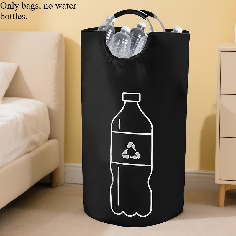 TEMU 1pc Heavy-duty Canvas Storage Basket, Extra Large Capacity Foldable Recycling Bin, Cylindrical , Sturdy And Durable Easy To Clean Space-saving