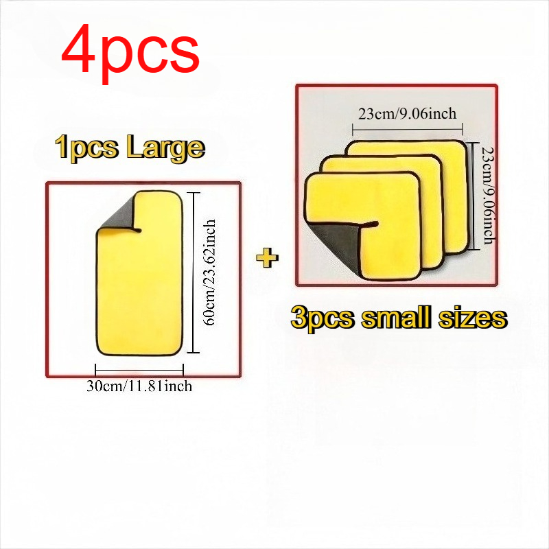 TEMU Juego de 4 toallas de microfibra gruesa para limpieza de coche, paños absorbentes de cara engrosados con para colgar, , de secado rápido,