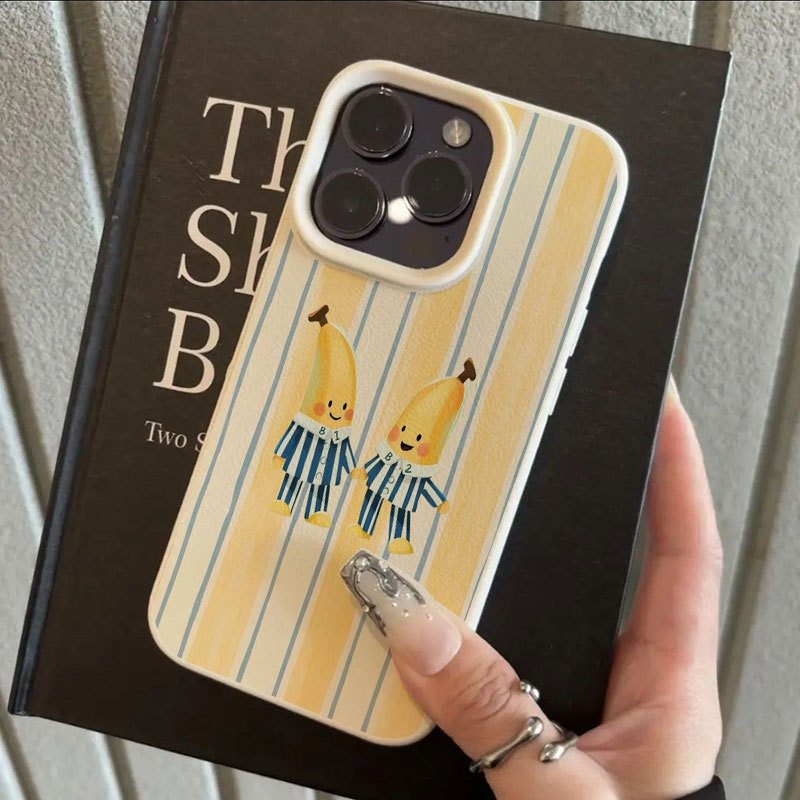 TEMU Coque de téléphone - Une coque de téléphone avec un motif de banane conçue pour prévenir les chutes, dotée d'une texture de litchi, compatible