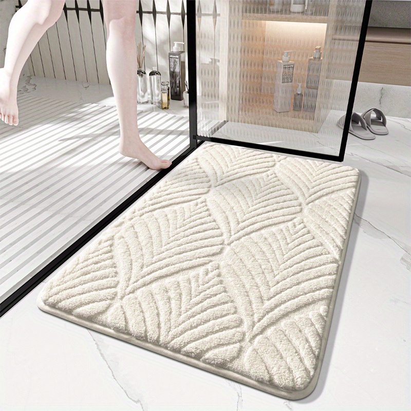 E-shop Plüsch -Rutsch Badematte fürs Badezimmer, Weiche Dicke Flauschige Duschmatte mit PVC-Rückseite & Geometrischem Boden, Saugfähige Mikrofaser