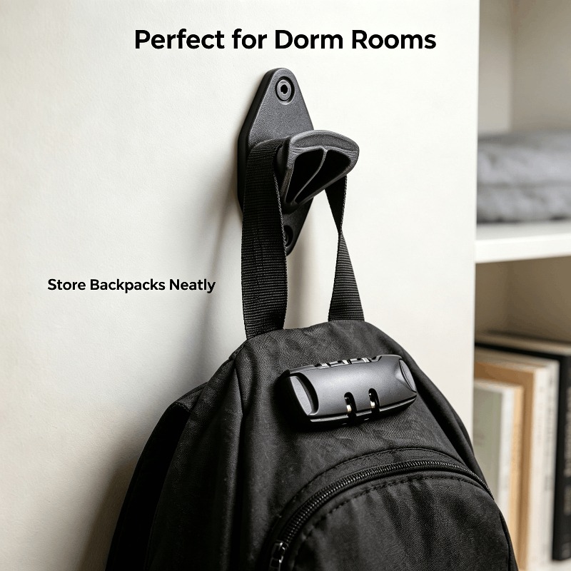 TEMU Heavy Duty Wall Mount Backpack Hook, Strong Load Bearing Wall Hanger With 2 Screws, Student Dorm Room Storage Hook For Backpack Bag Coat