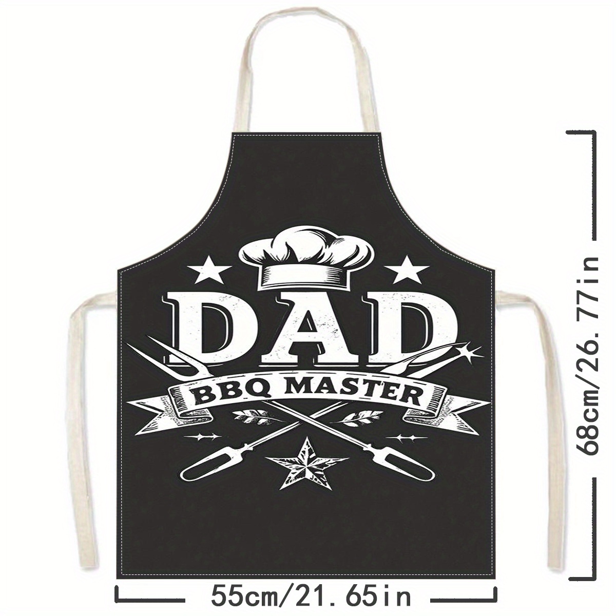 TEMU Apron, Bbq Dad Style, Adjustable Waist Tie, Ideal For Outdoor Cooking And Grilling, Baking Hygiene, Restaurant And Home Use, Fashionable Printed