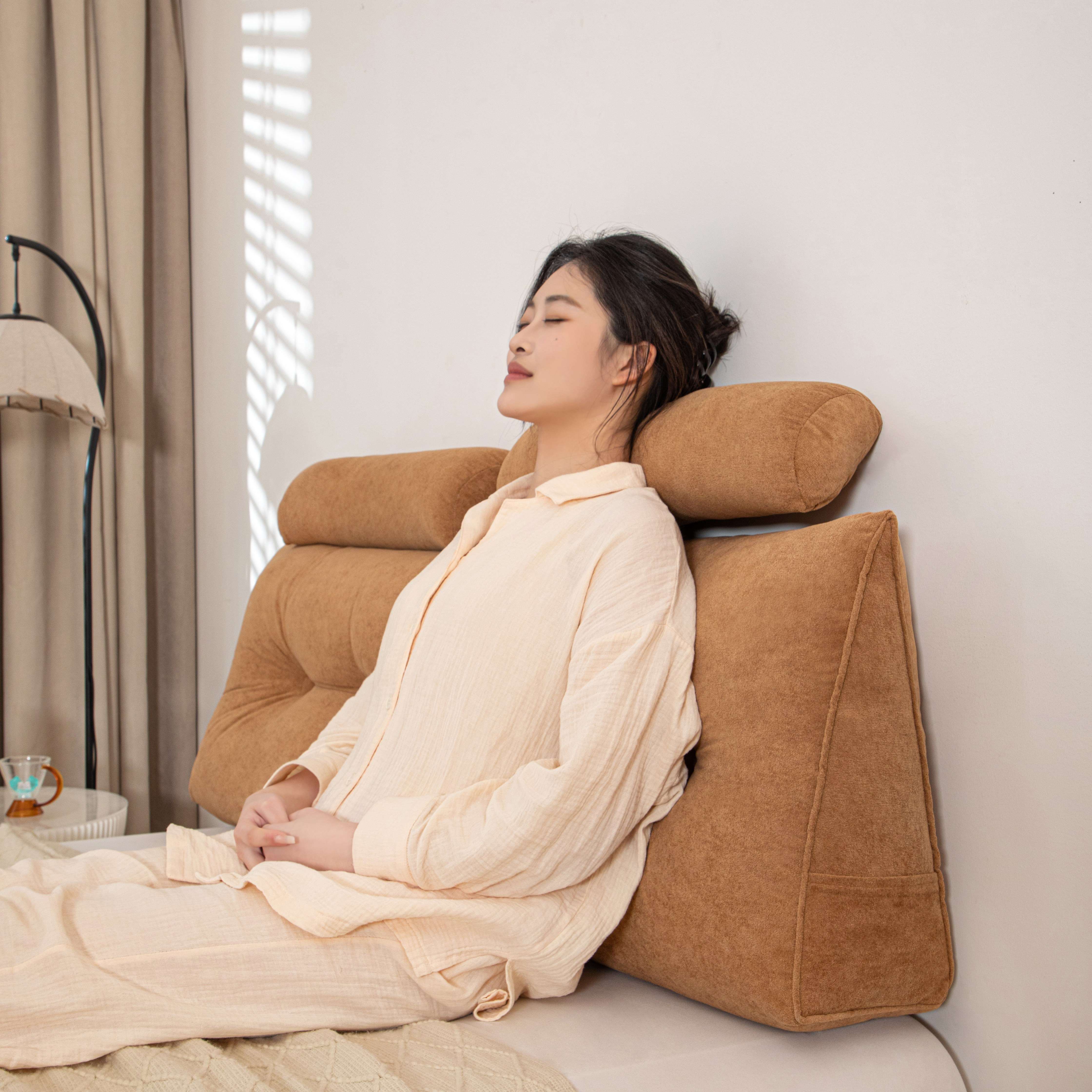 TEMU Experience ! Our Plush Triangle Backrest With Headrest Ergonomic 3- To Cradle Your Back. Sink Into High-rebound With A Removable, Stylish Cover.