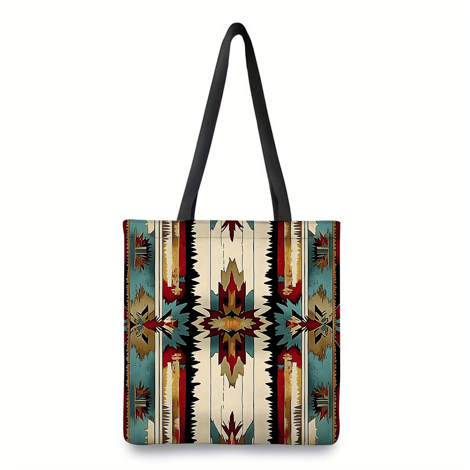 TEMU 1pc Southwestern Patterned Tote Bag - Women's Fashion Casual Shoulder Bag, Portable Shopping Bag Lightweight And Spacious For Shopping And Everyday Use - Fashionable, Durable, And Versatile