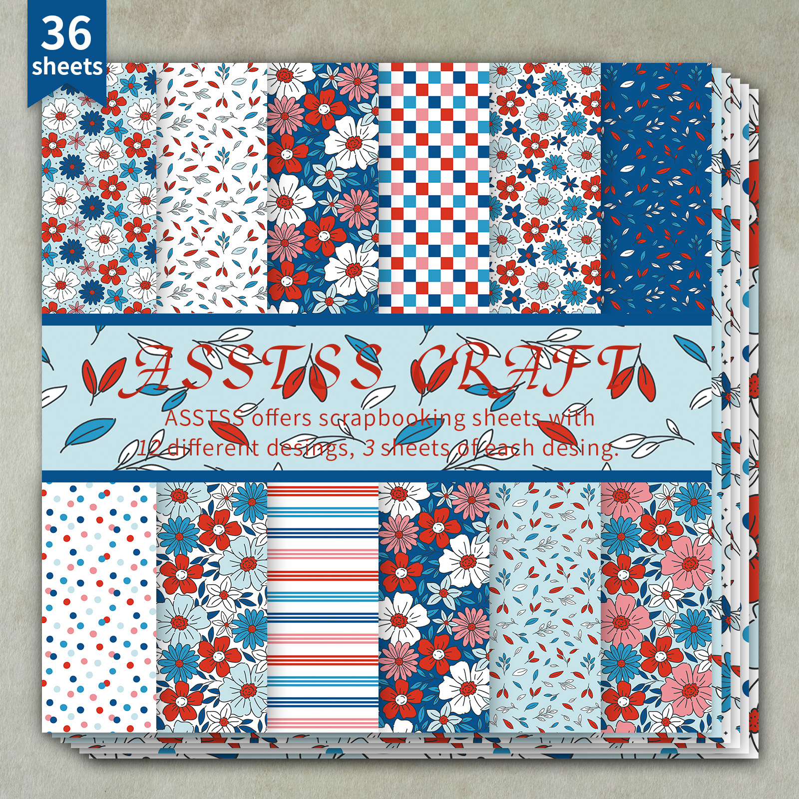 TEMU 36-sheet Scrapbooking Paper Pad Measuring 6x6 Inches, Featuring Garden Floral Designs, Made From Heavyweight Cardstock Suitable For Journaling,