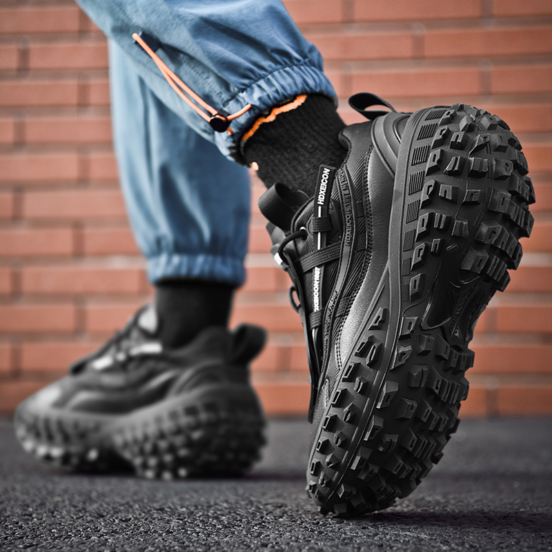 Dark Style Casual Shoes, Tire Tread Sole Height-Increasing Shoes, Street Cool All-Match Outdoor Sports Shoes