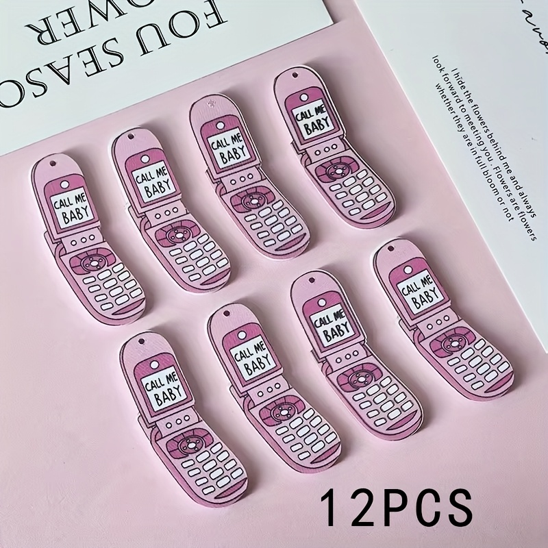 TEMU 12pcs 2d Seashell Phone Charm Earring Pendants, Acrylic Flat-back Charms, Jewelry Making Accessories, Diy Cute Keychains