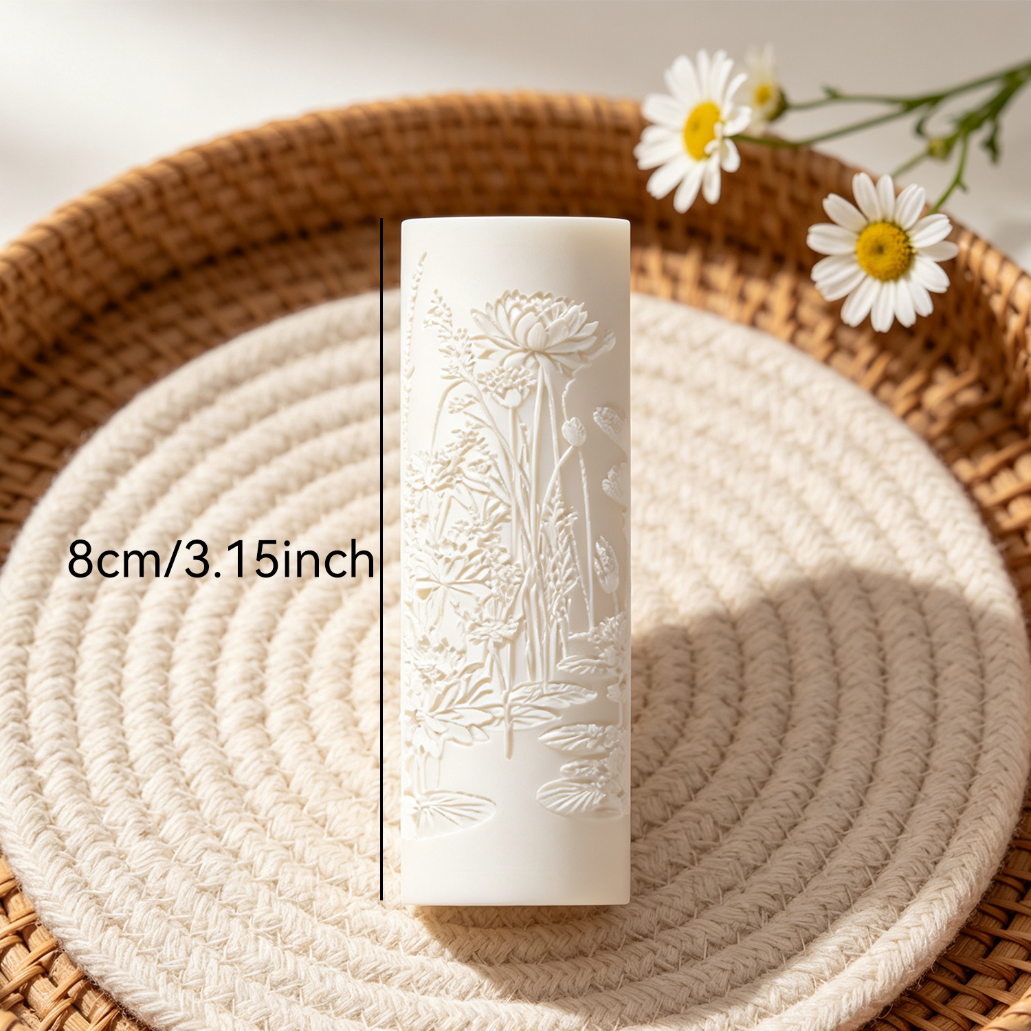 TEMU Polymer Clay Embossing Roller With Lotus And Dragonfly Pattern 3d Relief Pond Scene Featuring Water Lilies, Lotus Leaves, Buds And Enormous