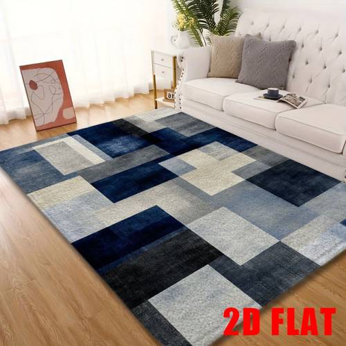 item picture 2d flat 1pc modern abstract blue gray non slip bath suitable for bathroom safety soft flannel mat with thick cushioning durable anti skid backing easy clean contemporary for indoor outdoor use in living room bedroom office 2d flat