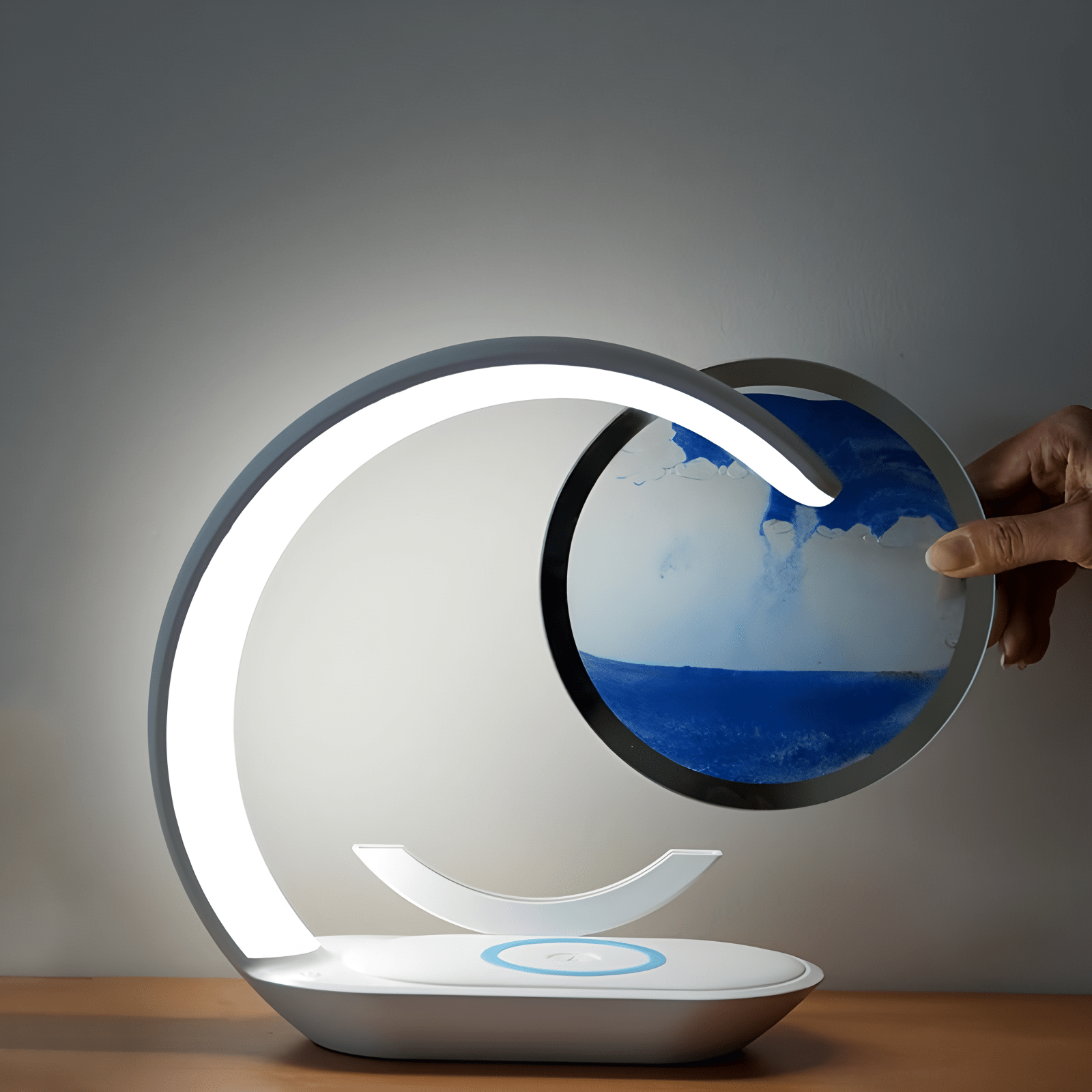 new quicksand painting night light mobile phone wireless table lamp desktop decoration atmosphere night light details 3