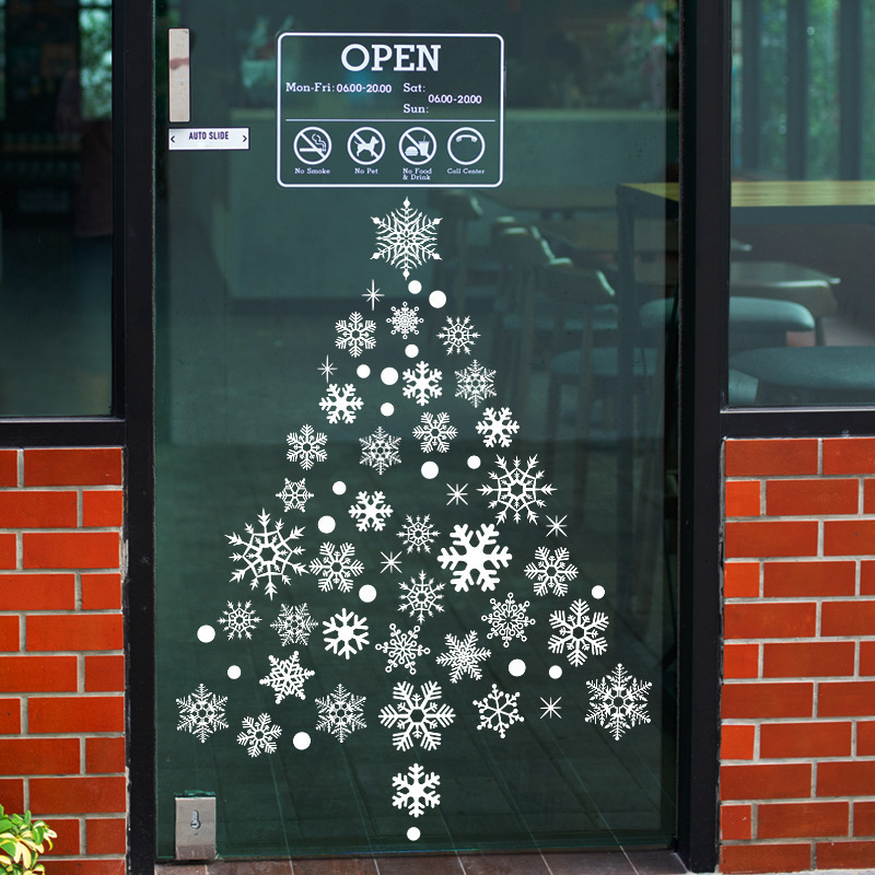 

Pvc Static Cling Snowflake Window Clings, White, Reusable Seasonal Decals For Winter Door Decor And Christmas