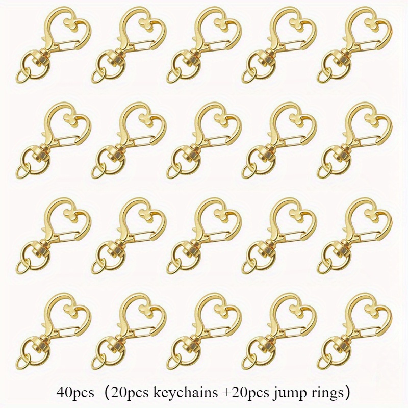 TEMU 20 Sets que incluyen 20 llaveros y 20 aros de conexión) Llaveros con forma de hechos de aleación de con un dorado, Adiciones para hacer llaveros