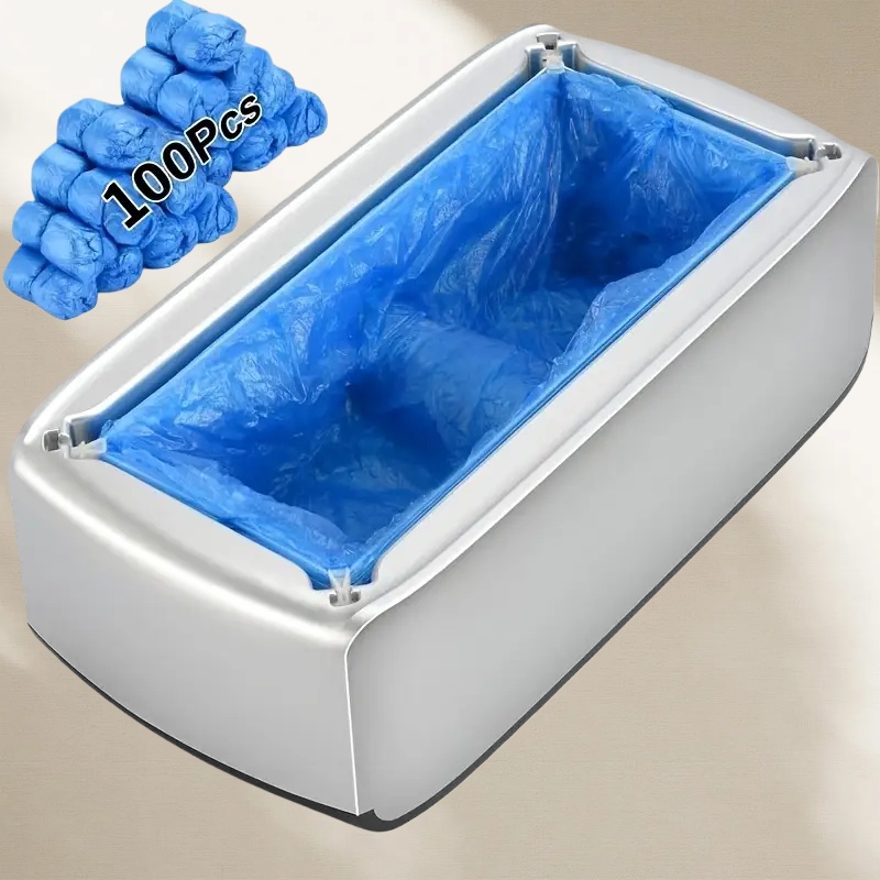 TEMU Home Automatic Shoe Cover Machine With 100pcs Special And Automatic Shoe Cover Dispenser, Waterproof T-shaped Socks, Multipurpose, Suitable For