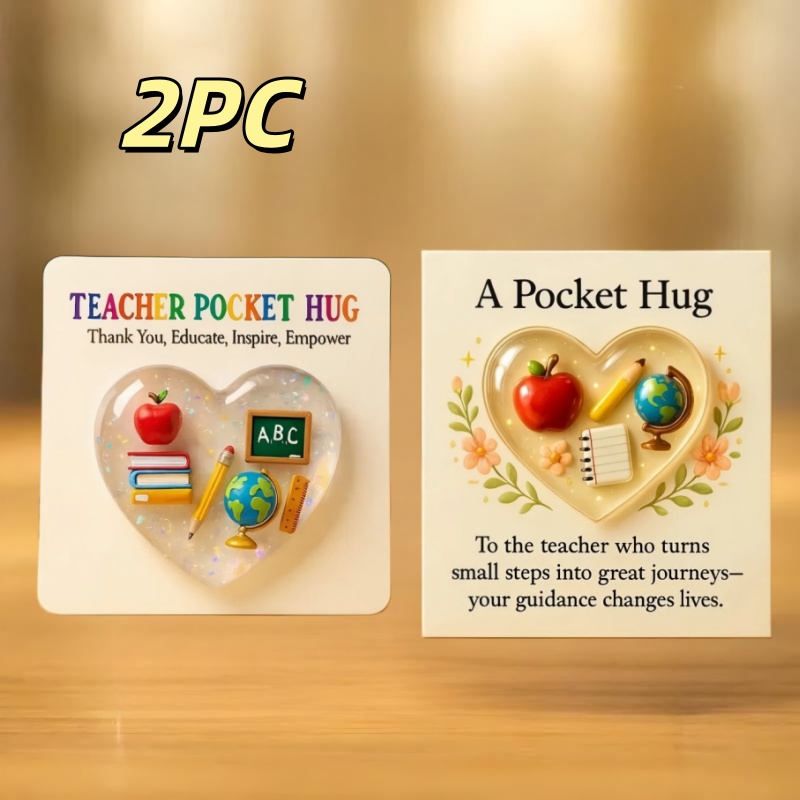 TEMU 2pcs Teacher Pocket Hug Gift Cards Suitable For Teachers And Students, Ocean-themed Or Multicolor/ Paper Booklet With Teacher & Book Patterns,