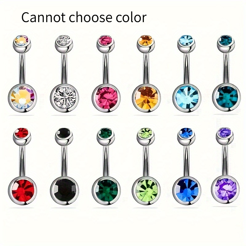TEMU 12pcs Fashionable Double-ended Stainless Steel Belly Button Ring Set, Suitable For Trendy Outfits, Swimsuit Accessories, And Themed Party