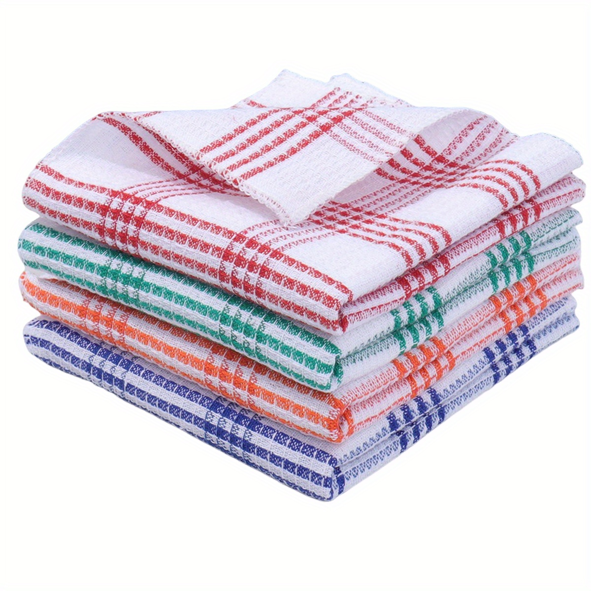 TEMU 8/4pcs Random Color Vintage Kitchen Dishcloths, Reusable Cleaning Cloths, Random Colors - Super Absorbent Dish Towels, Coffee Grid Weave Kitchen