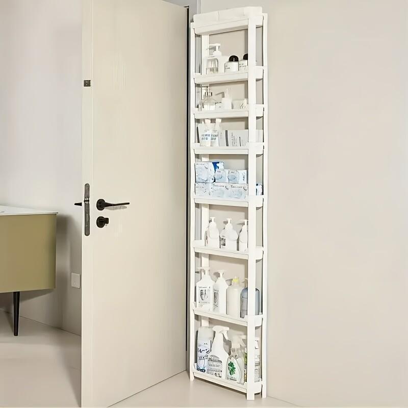TEMU 8-tier Space- Shelving Unit - Durable Pp Material, Suitable For Bathrooms And Living Rooms. Features Adjustable Narrow Shelves With Hanging