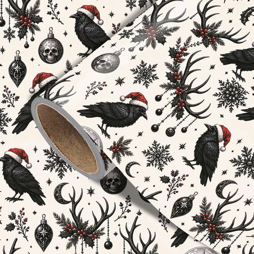 item picture gothic christmas wrapping paper roll measures 17 7 inches x 118 inches antler holly for wrapping xmas gifts making party decorations and christmas birthday gifts