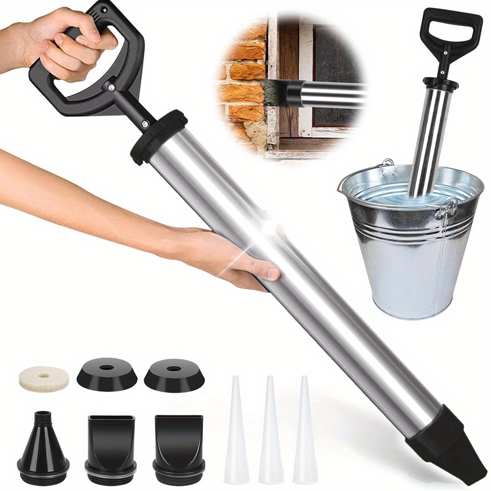 TEMU Mortar Grout Gun, Portable Cement Grouting Machine, Cement Caulk Gun, Reusable Caulking Gun Finishing Tool With 6 Nozzles