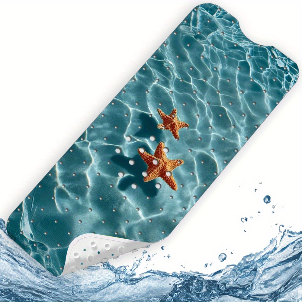 Image of Aldult Bathtub Mat Bathtub Mat Starfish Ocean Theme Nonslip Suction Cup Pvc Bath Mat For Family Bathroom Bathtub Shower Safety Mat